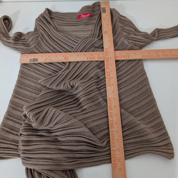 John P Greece Cardigan Womens Size Medium Brown Neutral Tie Front Shawl Shrug - Picture 9 of 11
